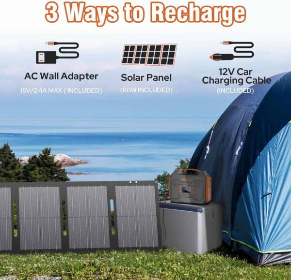 ZeroKor Portable Solar Generator, 300W Portable Power Station with Foldable 60W Solar Panel - Image 4