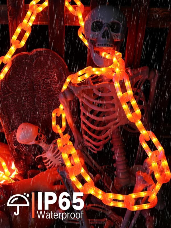 Halloween Decorations Battery String Lights   10 Ft 160 Led Plastic Chain String Lights With Waterproof, 8 Lighting Modes And Timer Function (Orange) - Image 5