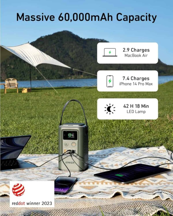 Anker Power Bank Power Station 60,000mAh, Portable Outdoor Generator 87W with Smart Digital Display - Image 2