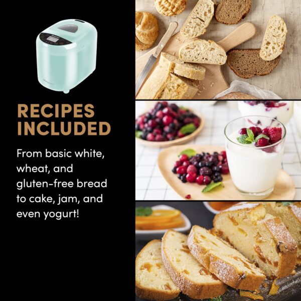 Elite Gourmet EBM8103M Programmable Bread Maker Machine 3 Loaf Sizes, 2 Lbs, Mint - Image 3