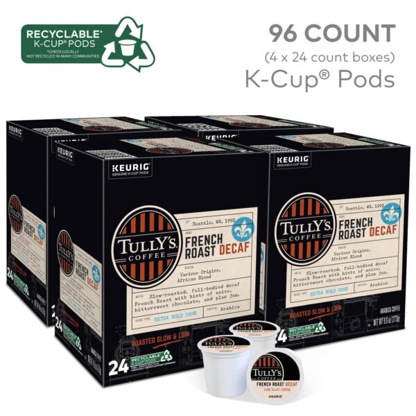 Tully s Coffee French Roast Decaf,  Single-Serve K-Cup Pods, Dark Roast, 96 Count (4 Packs of 24) - Image 13