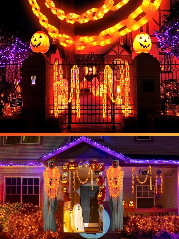 Halloween Decorations Battery String Lights   10 Ft 160 Led Plastic Chain String Lights With Waterproof, 8 Lighting Modes And Timer Function (Orange) - Image 2