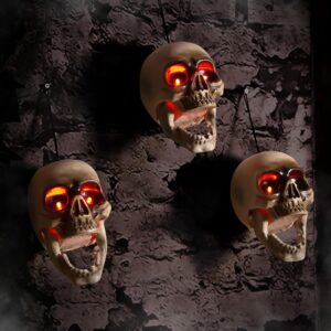 Halloween Animatronics Hanging Skull Heads Decorations   Animated Floating Skeleton With Sound Activated, Creepy Voice, Spooky Skull, Light Up Eyes, Scary Move Haunted Horror Prop For Indoor, Outdoor
