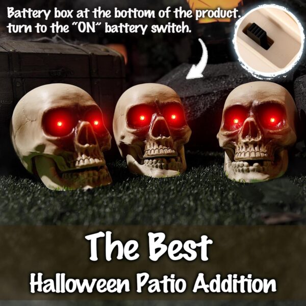 Halloween Animatronics Hanging Skull Heads Decorations   Animated Floating Skeleton With Sound Activated, Creepy Voice, Spooky Skull, Light Up Eyes, Scary Move Haunted Horror Prop For Indoor, Outdoor - Image 5