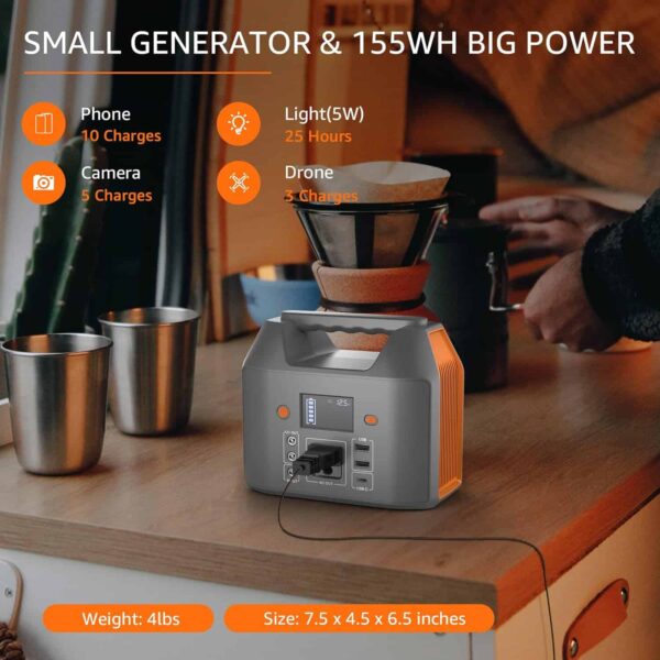 EnginStar Portable Power Station 150W 155Wh Solar Generator 110V 42000mAh Portable Power Bank w/AC Outlet - Image 2