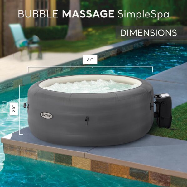 INTEX 28483E SimpleSpa Bubble Massage Spa- 4 Person Capacity ?C Built-in QuickFill Inflation   77  x 26 - Image 5