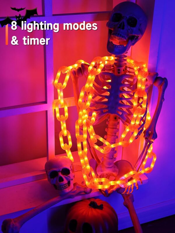 Halloween Decorations Battery String Lights   10 Ft 160 Led Plastic Chain String Lights With Waterproof, 8 Lighting Modes And Timer Function (Orange) - Image 4