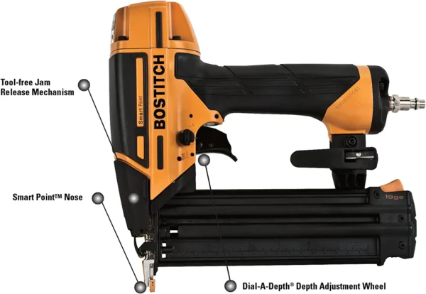 BTFP12233-8 Smart Point 18-Gauge Pneumatic Brad Nail Gun (Nailer) - Image 3