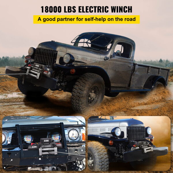 18000LBS Electric Winch 12V Steel Cable Off-road ATV UTV Truck Towing Trailer - Image 2