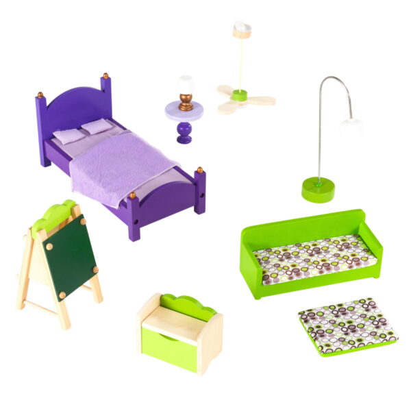 So Chic Wood Dollhouse, Almost 4  Tall with Wheels   46 Pieces, Assembly Required - Image 3
