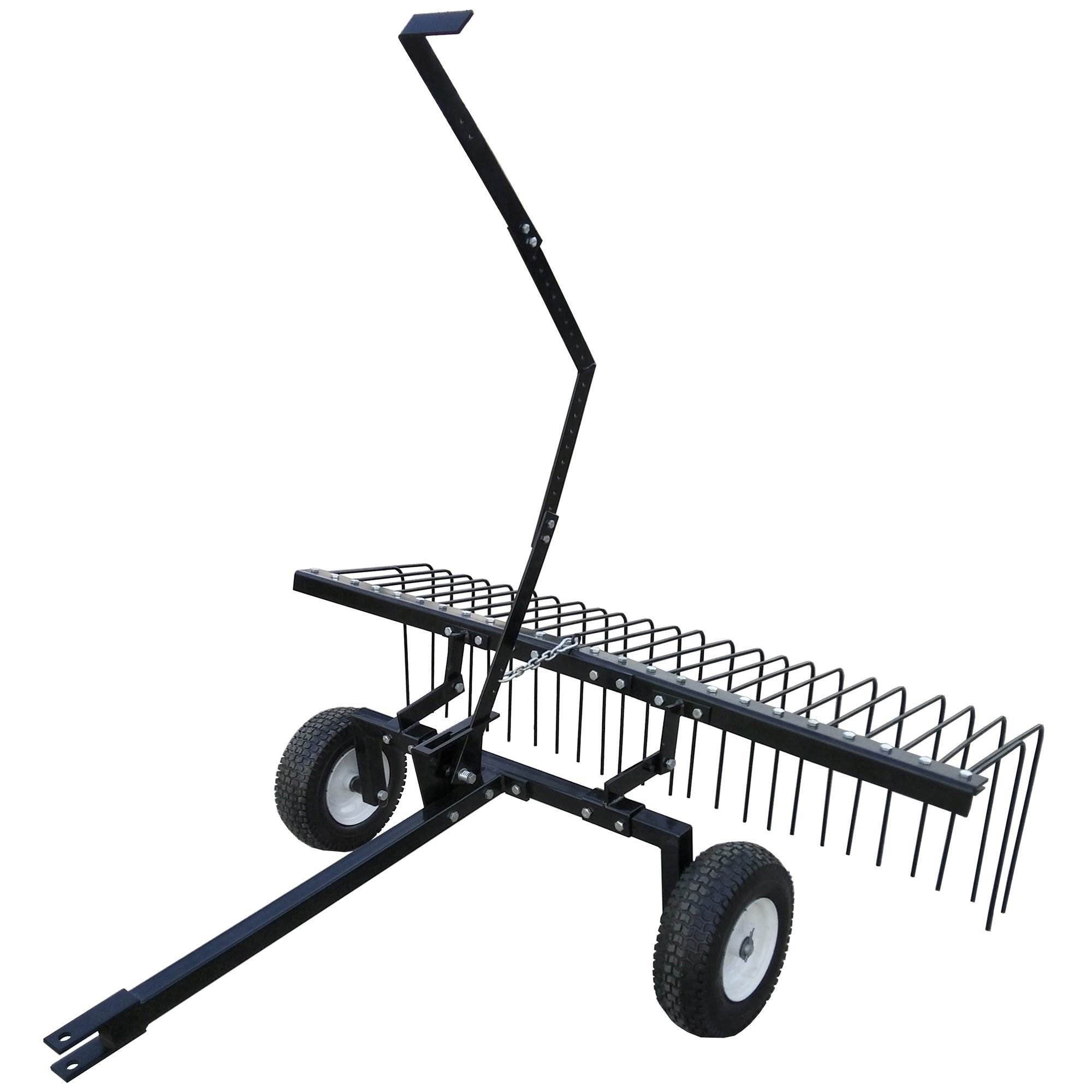 60 Pine Straw ATV Tow Behind Steel Landscape Rake w/ Wheels & Handle