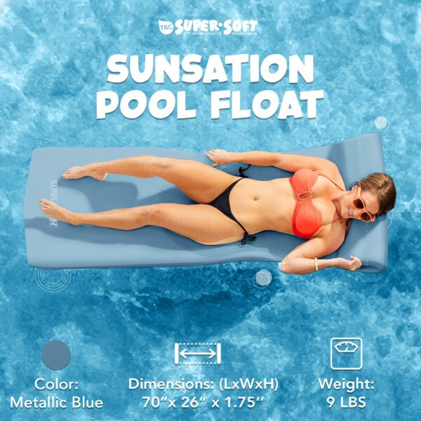 70 Inch Foam Raft Lounger Pool Float, Blue (2 Pack) - Image 2