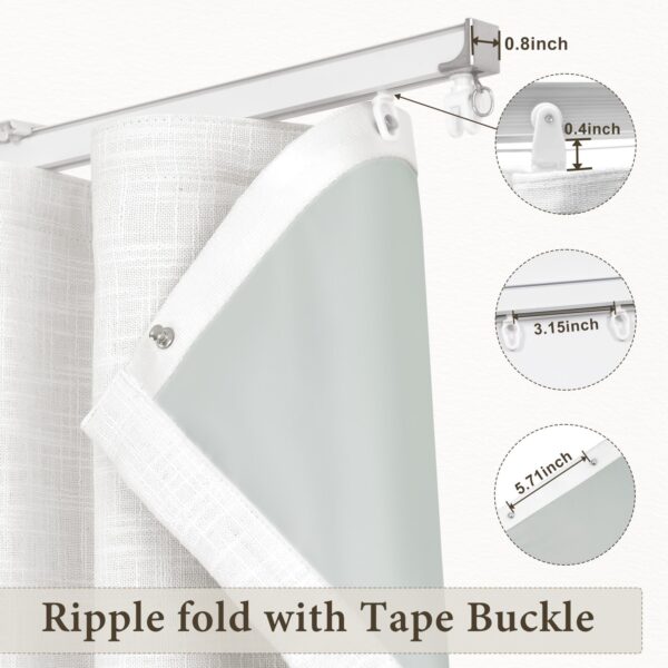 Ripple Fold Lille Linen Memory Trained Curtains Custom Blackout Drapes Grey Beige - Image 5
