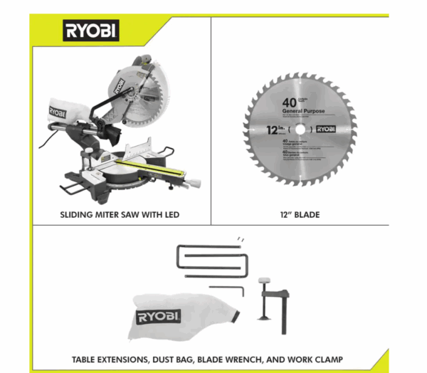 TSS121-A181202 15 Amp 12 in. Corded Sliding Compound Miter Saw with 12 in. 60 Carbide Teeth Thin Kerf Miter Saw Blade - Image 2