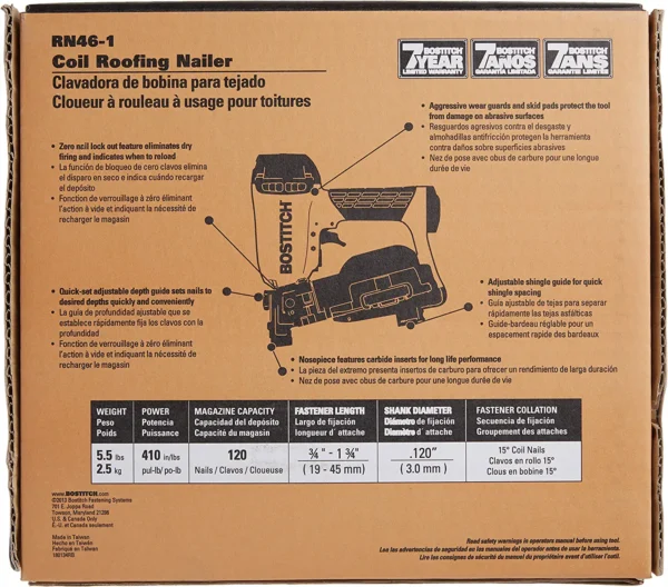 RN46-1 11-Gauge 15-Degree Pneumatic Roofing Nail Gun (Nailer) - Image 8