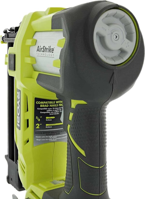 Ryobi P320 Airstrike 18 Volt One+ Lithium Ion Cordless Brad Nailer (Battery Not Included, Power Tool Only) - Image 5