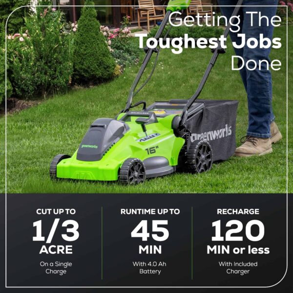 40V 16  Brushless Cordless (Push) Lawn Mower (75+ Compatible Tools), 4.0Ah Battery and Charger Included - Image 11