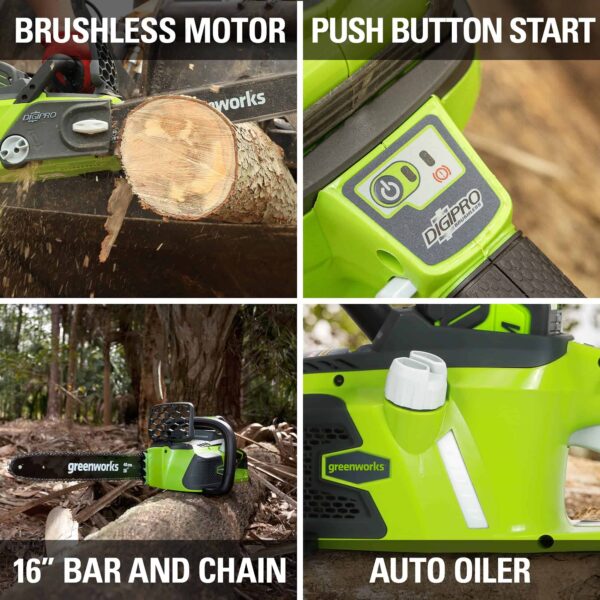 40V 16  Brushless Cordless Chainsaw, 4.0Ah Battery and Charger Included - Image 7