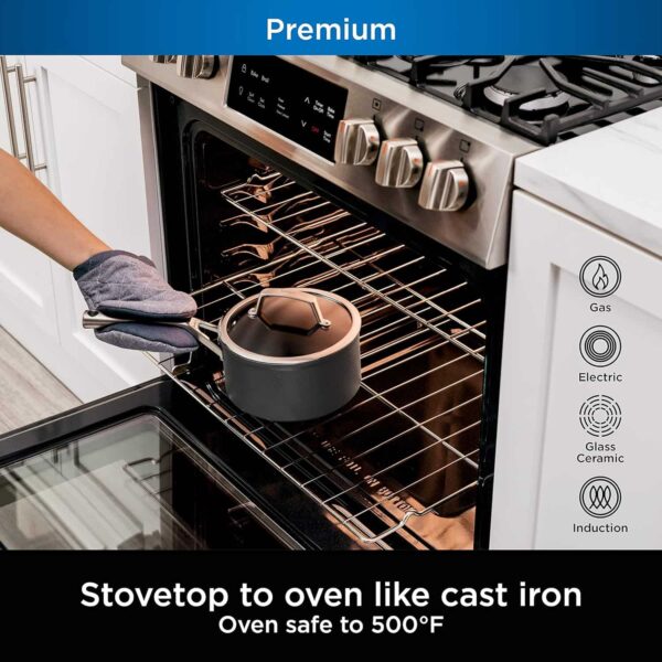 C30235 Foodi NeverStick Premium 3.5-Quart Saucepan, Slate Grey - Image 4