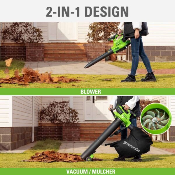 40V Cordless Brushless Leaf Blower / Vacuum, 5.0Ah Battery and Charger Included - Image 7