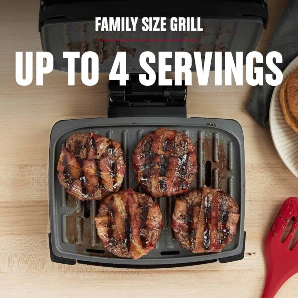 George Foreman Fully Submersible Grill, NEW Dishwasher Safe, Wash the Entire Grill, Easy-to-Clean Nonstick, Black/Grey - Image 7