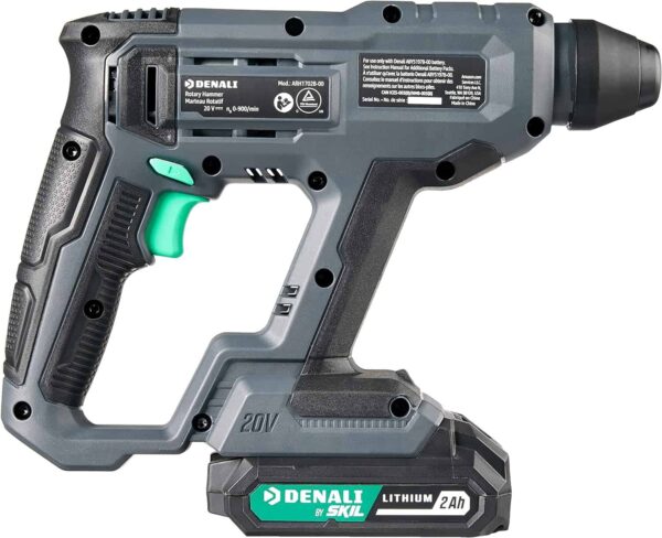 Denali by  20V Cordless Rotary Hammer Kit with 2.0Ah Lithium Battery and 2.4A Charger, Blue - Image 3