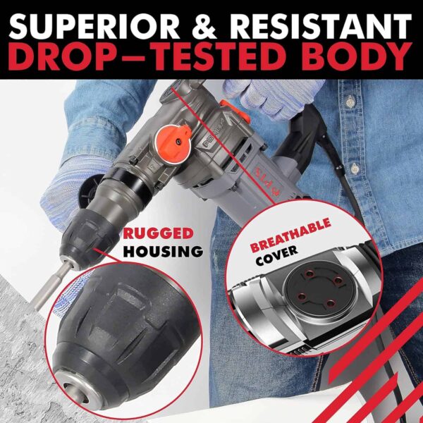 PTS Corded Rotary Hammer Drill 1”26mm 10Amp 110V Combination Rotary Hammer - Image 7