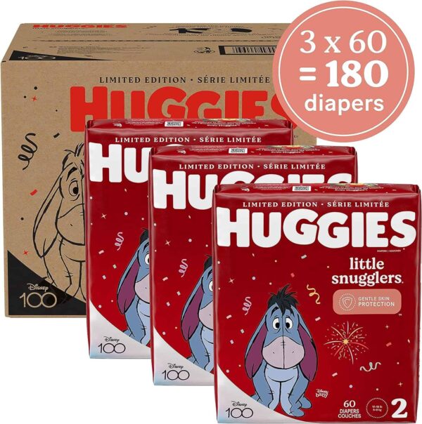 Huggies Size 2 Diapers, Little Snugglers Baby Diapers, Size 2 (12-18 lbs), 180 Count - Image 2