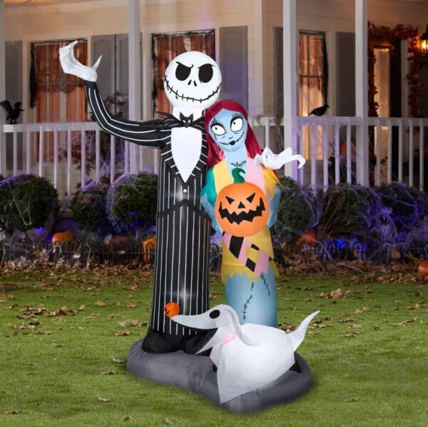 6?? Jack, Sally and Zero Nightmare Before Christmas Halloween Inflatable Decoration - Image 2