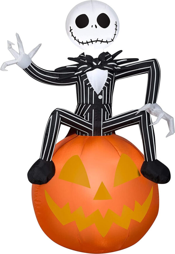 3.5?? Nightmare Before Christmas Jack Skellington on Jack-O-Lantern Inflatable - Image 2