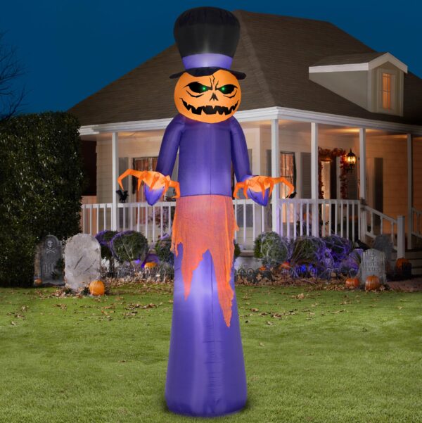 12??  Giant Inflatable Pumpkin Reaper with Top Hat - Image 2
