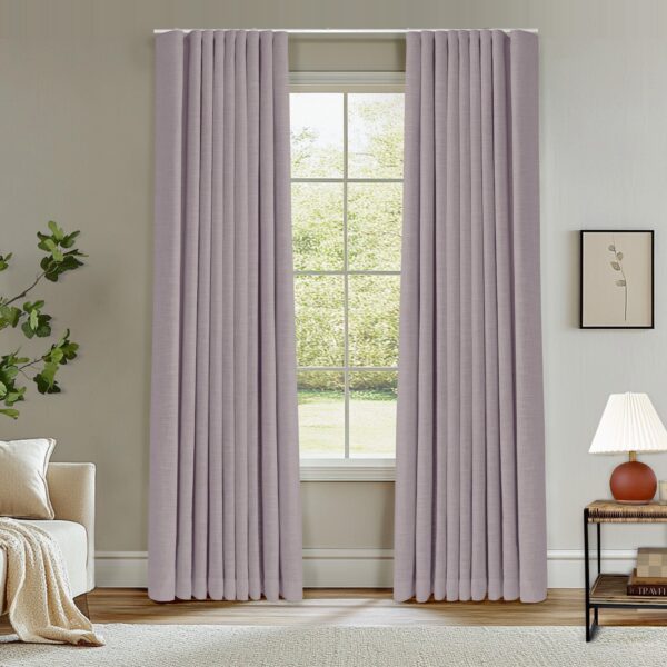 Ripple Fold Lille Linen Memory Trained Curtains Custom Blackout Drapes Grey Beige - Image 20