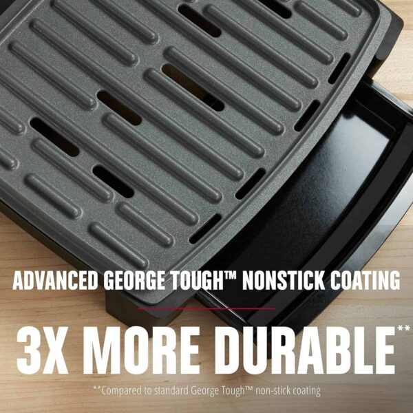 George Foreman Fully Submersible Grill, NEW Dishwasher Safe, Wash the Entire Grill, Easy-to-Clean Nonstick, Black/Grey - Image 5