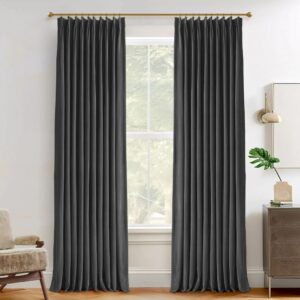 Vol Velvet Blackout Curtains Luxury Luster Custom Drapes Black Gray | Pleated