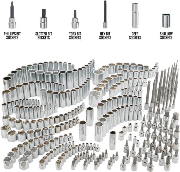 Socket Set, 299 Pieces, Includes Deep Socket, Shallow Socket, Hex Bit, Torx Bit, Slotted Bit, and Phillips (CMMT45310) - Image 2