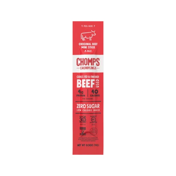Chomps Mini Beef Jerky Sticks, Original Beef, High Protein, Gluten Free, Sugar Free, Whole 30 Approved, 24ct 0.5 oz - Image 3