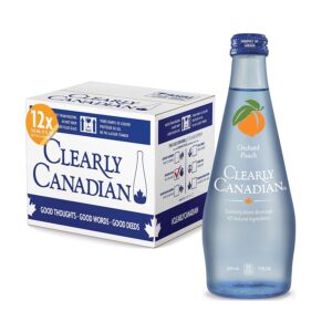 Clearly Canadian Orchard Peach Sparkling Spring Water Beverage, Natural   Carbonated, Flavored Seltzer Water, 1 Case (12 Bottles x 325mL)