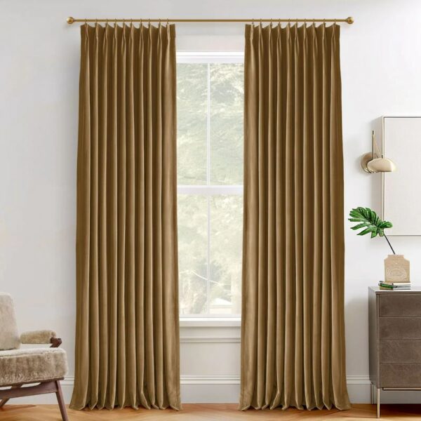 Vol Velvet Blackout Curtains Luxury Luster Custom Drapes Coffee Bean | Pleated