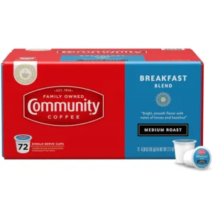 Community Coffee Breakfast Blend 72 Count Coffee Pods Medium Roast, Compatible with Keurig 2.0 K-Cup Brewers, 72 Count (Pack of 1)