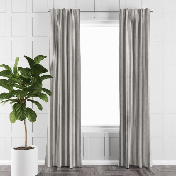 Cruz Ticking Stripes Black/Linen Drapery - Image 3