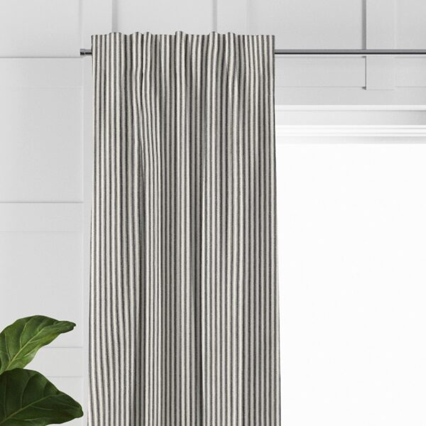 Cruz Ticking Stripes Black/Linen Drapery - Image 2
