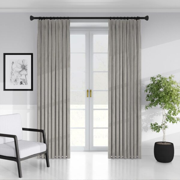 Cruz Ticking Stripes Black/Linen Drapery - Image 5