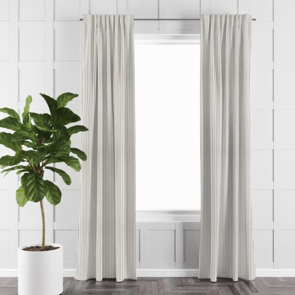Cruz Ticking Stripes Gray/Ivory Drapery - Image 4