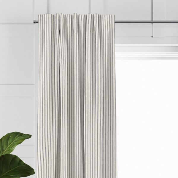 Cruz Ticking Stripes Gray/Ivory Drapery - Image 3
