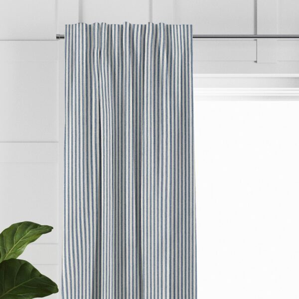 Cruz Ticking Stripes Indigo/Ivory Drapery - Image 3