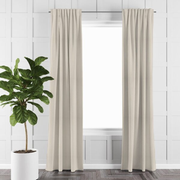 Cruz Ticking Stripes Taupe/Ivory Drapery - Image 4