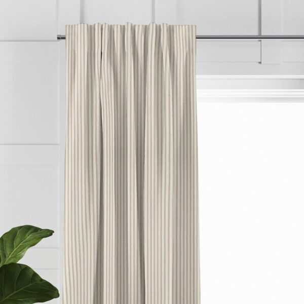 Cruz Ticking Stripes Taupe/Ivory Drapery - Image 3