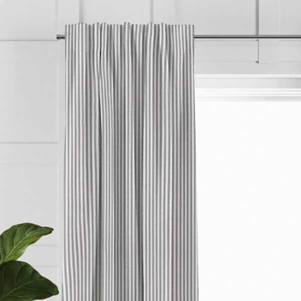 Cruz Ticking Stripes White/Black Drapery - Image 3
