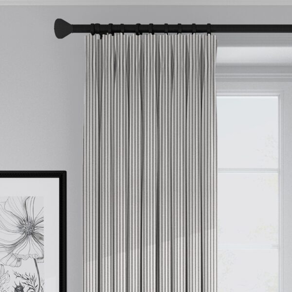 Cruz Ticking Stripes White/Black Drapery