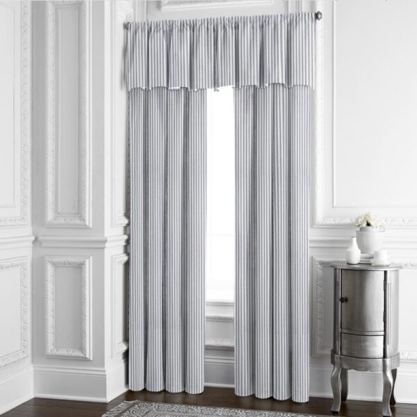 Cruz Ticking Stripes White/Navy Drapery - Image 5